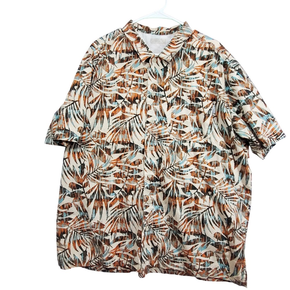 Columbia PFG Mens Short Sleeve Button Down Fishing Shirt Tropical Fish Print L